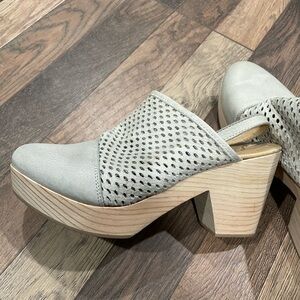 Free People Logan Grey Leather Clogs